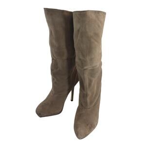 STEVE MADDEN! FAWN BEIGE GENUINE SUEDE LEATHER PLATFORM STILETTO BOOTS! SZ 10M